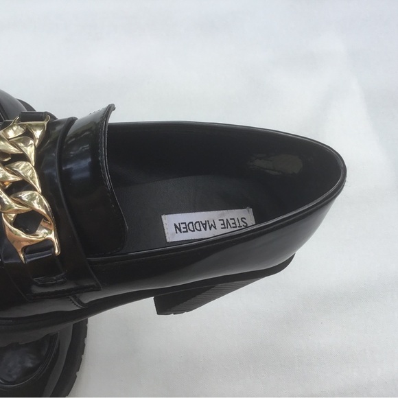 Steve Madden Black and Gold Platform Lug Sole Oxfords Mary Janes thick chunky - Picture 4 of 8